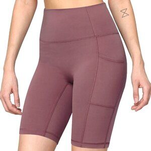Women's Premium 240GSM Fabric 8"Inseam Bike Shorts w/Pockets Dusty Red Size S-XL